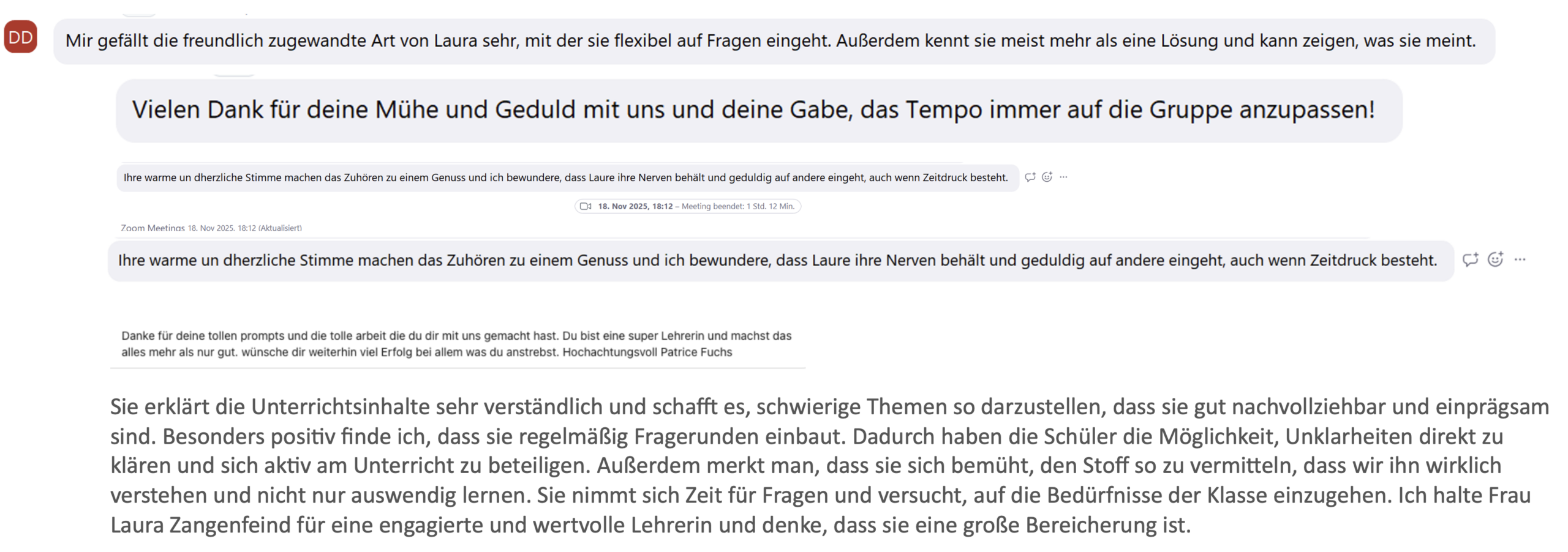 Testimonial Screenshots